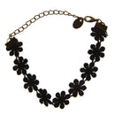 Elegant Women Ladies Black Lace Daisy Flower Cuff Bracelet Chain Wristband Adjustable