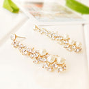 Fashion Women Ladies Long Drop Dangle Earring Rhinestone Faux Pearl Decor Ear Jewelry
