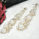 Fashion Women Ladies Long Drop Dangle Earring Rhinestone Faux Pearl Decor Ear Jewelry