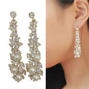 Fashion Women Ladies Long Drop Dangle Earring Rhinestone Faux Pearl Decor Ear Jewelry