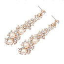 Fashion Women Ladies Long Drop Dangle Earring Rhinestone Faux Pearl Decor Ear Jewelry