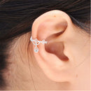 Pair Of Fashionable No Piercing Rhinestone Cartilage Waterdrop Shaped Ear Cuff Wrap Stud
