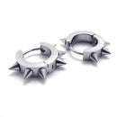 Women Men Fashionable Stainless Steel Punk Cool Hip Hop Stud Cuff Clip On Earring Jewelry Silver 0.39 inch