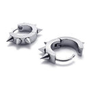 Women Men Fashionable Stainless Steel Punk Cool Hip Hop Stud Cuff Clip On Earring Jewelry Silver 0.39 inch