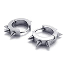 Women Men Fashionable Stainless Steel Punk Cool Hip Hop Stud Cuff Clip On Earring Jewelry Silver 0.39 inch