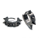 Women Men Fashionable Stainless Steel Punk Cool Hip Hop Stud Cuff Clip On Earring Jewelry Black 0.39 inch