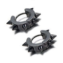 Women Men Fashionable Stainless Steel Punk Cool Hip Hop Stud Cuff Clip On Earring Jewelry Black 0.39 inch