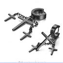 Men Fashionable Cross Drop Pendant Style Stud Earring Jewelry Party Home Office Supplies Black 55mm