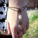Punk Goth Hollow Carved Shells Bracelet Bangle Finger Ring Slave Chain