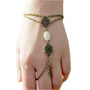 Punk Goth Hollow Carved Shells Bracelet Bangle Finger Ring Slave Chain