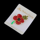 Womens Fashionable Jewelry Alloy Rhinestone Red Blooming Flower Charms Crystal Brooch Pin Breastpin Gift