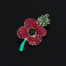 Womens Fashionable Jewelry Alloy Rhinestone Red Blooming Flower Charms Crystal Brooch Pin Breastpin Gift