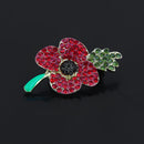 Womens Fashionable Jewelry Alloy Rhinestone Red Blooming Flower Charms Crystal Brooch Pin Breastpin Gift