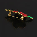 Womens Fashionable Jewelry Alloy Rhinestone Red Blooming Flower Charms Crystal Brooch Pin Breastpin Gift