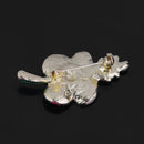 Womens Fashionable Jewelry Alloy Rhinestone Red Blooming Flower Charms Crystal Brooch Pin Breastpin Gift
