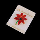 Women Flower Fashion Jewelry Red Crystal Charms Brooch Pin Breastpin Suit Shirt Collar Pin Apparel Brooch Pin Gift