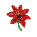 Women Flower Fashion Jewelry Red Crystal Charms Brooch Pin Breastpin Suit Shirt Collar Pin Apparel Brooch Pin Gift