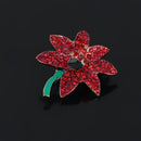 Women Flower Fashion Jewelry Red Crystal Charms Brooch Pin Breastpin Suit Shirt Collar Pin Apparel Brooch Pin Gift