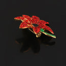 Women Flower Fashion Jewelry Red Crystal Charms Brooch Pin Breastpin Suit Shirt Collar Pin Apparel Brooch Pin Gift