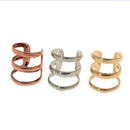 3pcs Gold & Silver & Bronze Tone Cartilage Helix Ear Cuff 3 Hoops Earrings