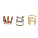 3pcs Gold & Silver & Bronze Tone Cartilage Helix Ear Cuff 3 Hoops Earrings