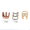 3pcs Gold & Silver & Bronze Tone Cartilage Helix Ear Cuff 3 Hoops Earrings