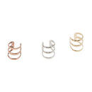 3pcs Gold & Silver & Bronze Tone Cartilage Helix Ear Cuff 3 Hoops Earrings
