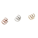 3pcs Gold & Silver & Bronze Tone Cartilage Helix Ear Cuff 3 Hoops Earrings