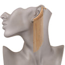 1PC Crystal Heart Chain Tassel Ear Cuff Wrap Statement Clip Earring Left Ear