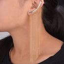 1PC Crystal Heart Chain Tassel Ear Cuff Wrap Statement Clip Earring Left Ear