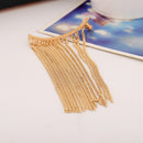 1PC Crystal Heart Chain Tassel Ear Cuff Wrap Statement Clip Earring Left Ear