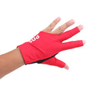 Professional Billiards Left Hand 3 Fingers Stretchable Gloves Snooker Pool Cue Shooters Glove Red