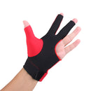 Professional Billiards Left Hand 3 Fingers Stretchable Gloves Snooker Pool Cue Shooters Glove Red