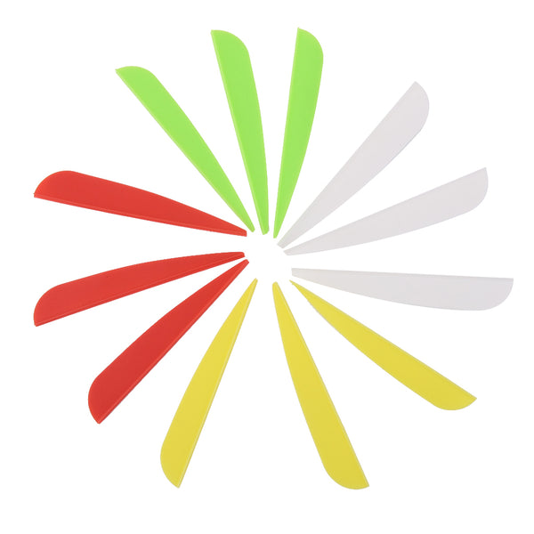 1 Set of 12PCS Mixed Colors Plastic Archery Arrow Fletchings for Outdoor Sports Hunting Accessory 3 Inch