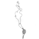 Crystal Rhinestone Tennis Racket Design Pendant Necklace Chain Unisex