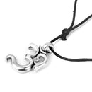 Fashion Silver Sanskrit Yoga Gymnastics Pendant Necklace Black Rope Chain Jewelry
