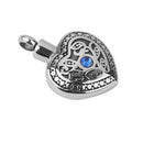 Heart Shape Cremation Blue Rhinestone Ashes Urn Keepsake Memorial Stainless Steel Pendant Necklace Accessories
