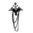 Black Gothic Punk Acrylic Crown Angel Wing Rhinestone Broach Chain Tassel Bouquet Brooch Breastpin Pin