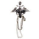 Black Gothic Punk Acrylic Crown Angel Wing Rhinestone Broach Chain Tassel Bouquet Brooch Breastpin Pin