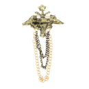 Elegant Tassel Bouquet Crown Wing Brooch Pin Shirt Collar Clip Wedding Engagement Birthday Party Fashion Accessory Antique Bronze Blue