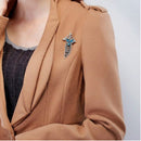 Elegant Tassel Bouquet Crown Wing Brooch Pin Shirt Collar Clip Wedding Engagement Birthday Party Fashion Accessory Antique Bronze Blue