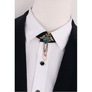 Elegant Tassel Bouquet Crown Wing Brooch Pin Shirt Collar Clip Wedding Engagement Birthday Party Fashion Accessory Antique Bronze Blue