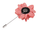 Men Fashionable Handcrafted Peony Flower Tie Lapel Brooch Pin Peach
