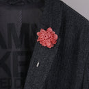 Men Fashionable Handcrafted Peony Flower Tie Lapel Brooch Pin Peach