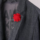 Men Fashionable Handcrafted Peony Flower Tie Lapel Brooch Pin Red