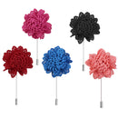 Men Fashionable Handcrafted Peony Flower Tie Lapel Brooch Pin Red