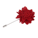 Men Fashionable Handcrafted Peony Flower Tie Lapel Brooch Pin Red