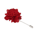 Men Fashionable Handcrafted Peony Flower Tie Lapel Brooch Pin Red