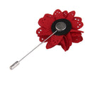 Men Fashionable Handcrafted Peony Flower Tie Lapel Brooch Pin Red