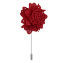 Men Fashionable Handcrafted Peony Flower Tie Lapel Brooch Pin Red